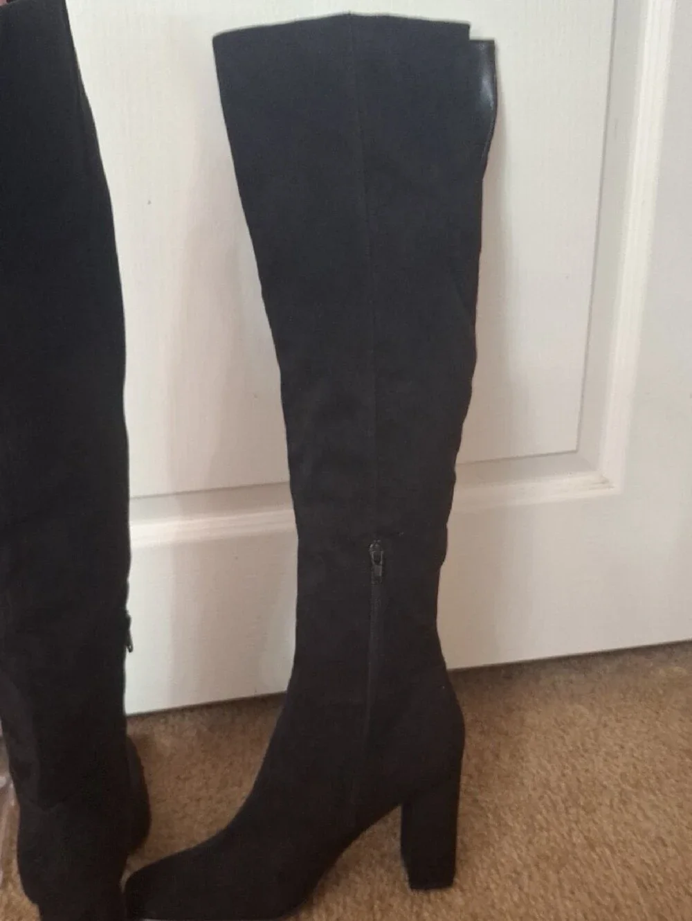 NINE WEST Classic Black Knee-High Women's Block Heel Boots NWOB Size 9½